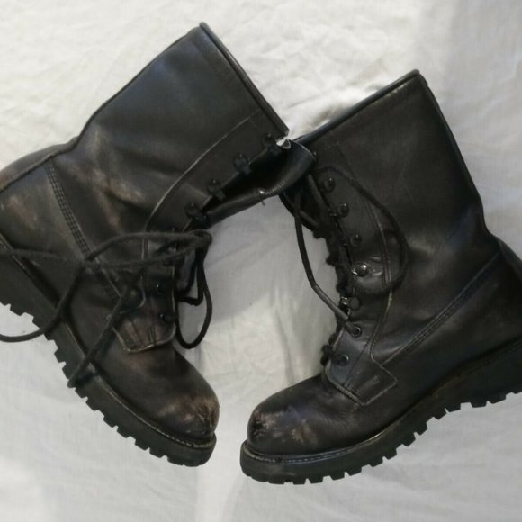 VIBRAM MEN\'S MILITARY BLACK sz8.5R LEATHER BOOTS 11/95 YR MADE CA 1178 main image 10